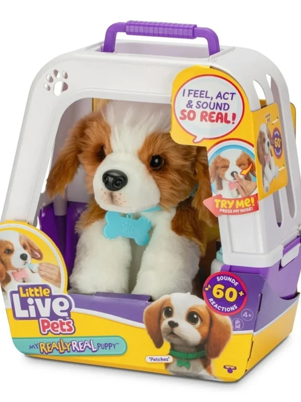 My Really Real Puppy Plush in White & Brown